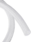 Close-up of Clear Braided PVC Tubing 5/8 Inch ID By 50 Feet Built To Last Heavy Duty Reinforced Vinyl Hose for High Pressure Use