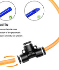 Push To Connect One Quarter Inch Pneumatic Fittings Kit With Tee Union And T Shaped Quick Connect Air Hose Fittings Black Plastic