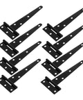 Eight Piece 5 Inch Black Painted Galvanized Metal T Hinges Weld On Slip Joint For Outdoor Doors Sheds Cabinets And Chests
