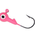 Mr Crappie One Eighth Ounce Pink Ball Style Jig Head With Secure Bait Keeper Double Eyes And Black Nickel Number Two Hook