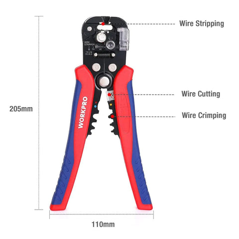 Self Adjusting Wire Stripper And Crimper With Automatic Cutting For Copper And Aluminum Wire 8 Inch 3 In 1 Pliers Red Blue