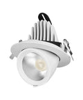 ELUKHT White LED Gimbal Downlight - Dimmable Recessed Lighting Kit for Home & Commercial Spaces,30w-White Light shown from the side with heat sinks.