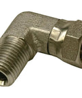 1/2 in male NPT to 3/8 in female NPT swivel 90° hydraulic adapter