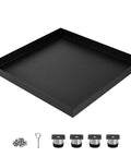 Heavy Duty Carbon Steel Washing Machine Drip Tray With Four Anti Vibration Feet 24 By 24 Inch No Hole Floor Protector