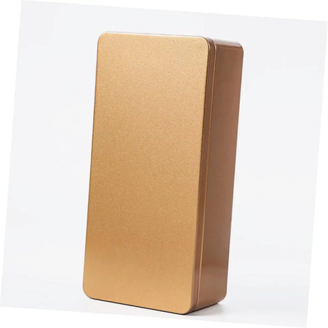 Top Shelf Airtight Tinplate Tea Storage Box Hella Spacious Kitchen Container For Loose Leaf Coffee Beans And Snacks Easy Pop Lid in gold.
