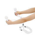 Hands holding tubing of 3L Electric Pulsation Milking Machine For Cows And Goats, Portable Vacuum Milker With Adjustable Pressure