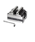 Heavy Duty CNC Concentric Turntable Vise Rock Solid Self Centering Bench Clamp with rotary base and locking tool.