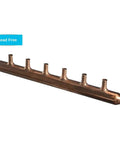 Six Port Open Crimp Copper Multi Port Tee For PEX And PE-RT Plumbing, 3/4 Inlet With 1/2 In Outlets, horizontal view