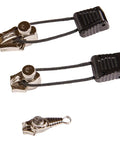 Close-up of Three Piece Zipper Repair Kit With Multiple Sized Sliders In Nickel Or Graphite Finish For Quick Fixes To Broken Zippers.
