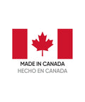 Canadian flag with 'Made in Canada' and 'Hecho en Canada' text.