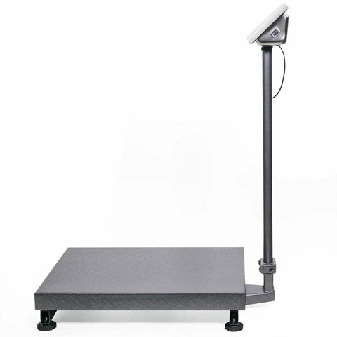 Heavy Duty Digital Floor Platform Scale 600 Lb Capacity Postal Weight Station side view with sturdy platform and display pole.