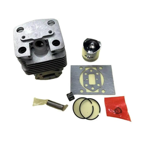 Awesome Heavy Duty Cylinder Piston Ring Pin Needle Roller Bearing Kit Compatible G35L G3K BC BK3410 3402 4700 Pruning Trimming Tools Maintains High Compression With Hardened Steel Rings Designed For Serious Lawn Care Work All Season Long. Parts laid out on white background.