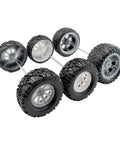 4Pcs RC Car Wheel Set With Rubber Tires And Metal Shaft Axles, 55mm diameter, 24mm width visible on white background.