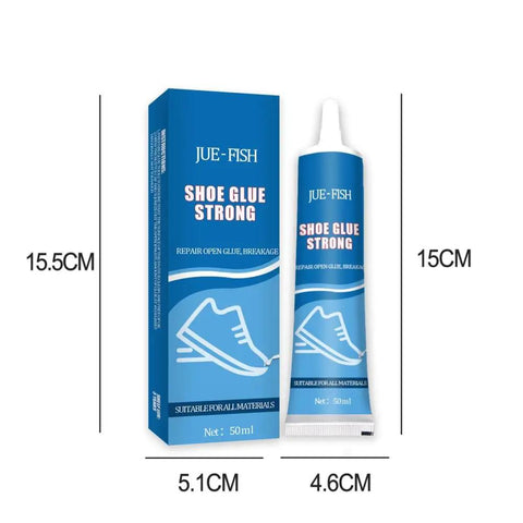 Premium Shoe Glue Sole Repair Adhesive for Sports and Climbing Shoes, 50ml tube and box, 15x4.6 cm dimensions displayed