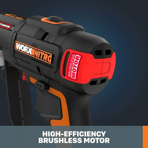 Close-up of Nitro 20V SwitchDriver 2-In-1 Brushless Cordless Drill Driver showing brushless motor detail