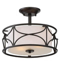 Avara 2 Light Semi Flush Mount Ceiling Light in oil-rubbed bronze with fabric shade, steel construction, easy install, UL listed