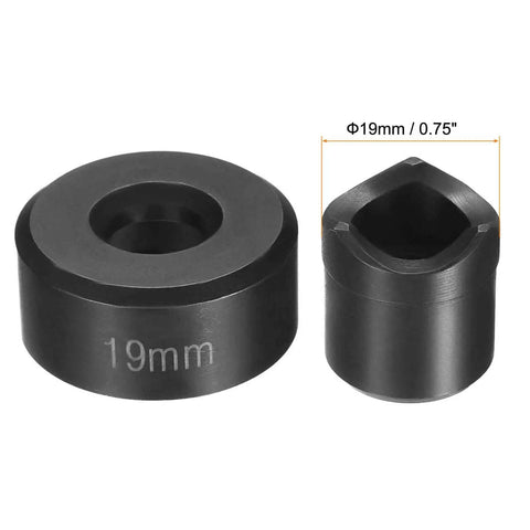 Beefy 19mm Sheet Metal Punch Hole Kit With Bearing Steel, close-up of 19mm punch components, precise knockout tool for metal plates.