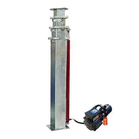 Beefy Steel Telescopic Mast Featuring Smooth Hand Crank Hydraulics For Moving Heavy Loads Up To 100Kg, 8-meter adjustable design.