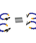 Versatile Third Hand Welding Table Clamp With Flexible Arms For Soldering Projects and Precision Hold Down Assembly Work, featuring blue flex arms and clamps.