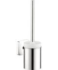Toilet Brush With Holder Easy Install 16 Inch Chrome Finish Bathroom Accessory With Ceramic Cup And Solid Brass Holder