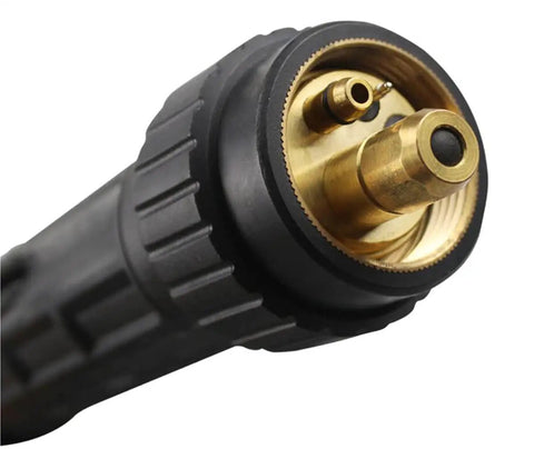 Close-up of connector on 200 Amp Aluminum Spool Gun For MIG Welder Euro Connection, Air Cooled Aluminum Welding Torch With 9.8ft DC24V Cable