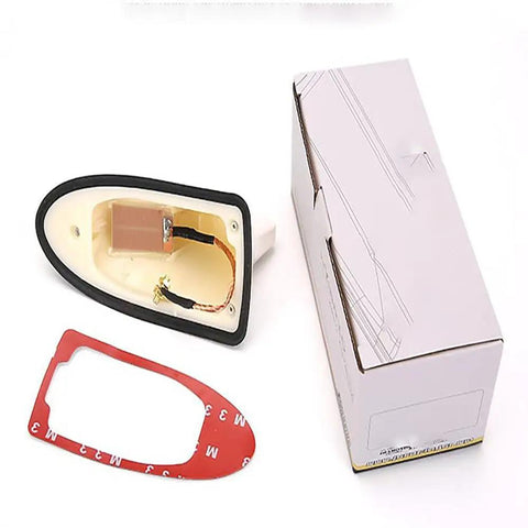 Inside view of Hyundai Veloster Shark Fin Antenna Cover For 2011 To 2018 Models, Weatherproof Roof Aerial Cap with box and adhesive seal