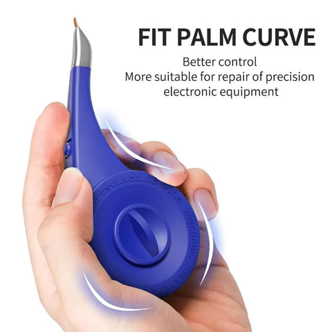 Hand holding ergonomic handle of the Pro Grade Desoldering Wick Set SR20 for precise electronic equipment repair.