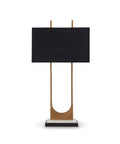 Geometric Metal Table Lamp In Antique Silver With Rectangular Fabric Shade For Bedside, Living Room Or Office, front view
