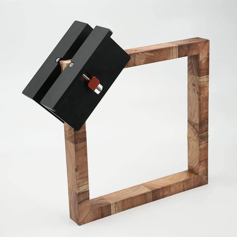 Dope Spline Jig For Table Saw And Router Table Build Stronger Miter Joints And Add A Design Accent With Splines Perfect For Picture Frames Small Boxes And Other Joinery Projects. Aluminum CNC jig on wooden frame showcasing spline slot capabilities.