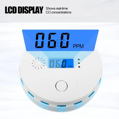 2 Pack Carbon Monoxide Detector Alarm With Digital Display And 85dB Siren For Home Use Red LED Flash Alerts Easy Install Kit
