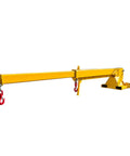 Adjustable Telescopic Forklift Boom Arm Mobile Crane Jib Lifter Hook Heavy Duty Steel Construction with two red hooks.