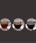 Three cups of coffee with varying brew strengths demonstrating Auto Fresh Grind And Brew Coffee Machine for bold premium flavor.