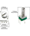 10 Pack B10K Precision Vertical Single-Gang Potentiometer With 15mm Shaft, 3-Pin 10K Ohm Variable Resistor for audio DIY use