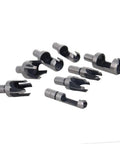 Top Shelf Eight Piece Wood Plug Cutter Drill Bit Set High Carbon Steel Tapered Chamfered tenon hole saws in various sizes.