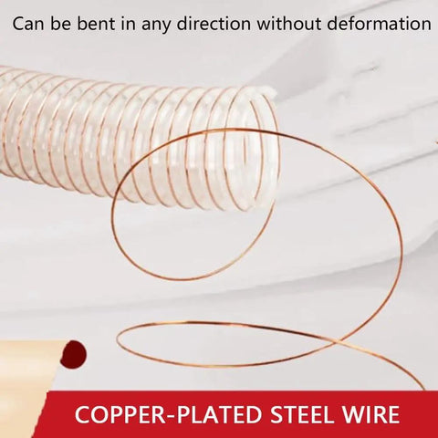 Heavy Duty Flexible Clear Dust Collection Hose Tough As Nails Shop Vacuum Attachment with copper-plated steel wire construction.