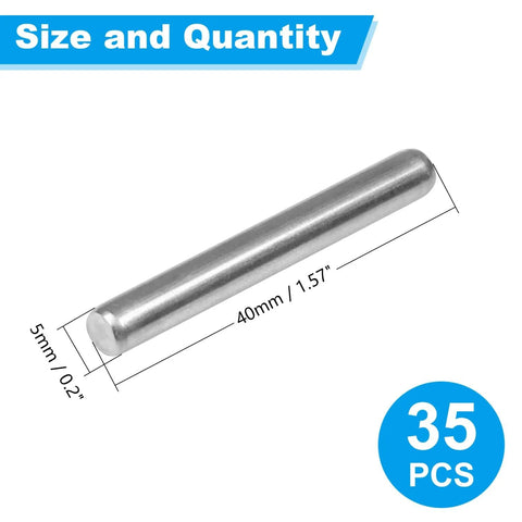 35 Pcs 5mm By 40mm Stainless Steel Shelf Dowel Pins And Shelf Support Pegs For Cabinets And Furniture Fixing, Rust Resistant 304