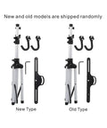 Rock Solid Three Point Bike Repair Stand And Display Rack With Adjustable Height and Nonslip Feet shown with new and old models.