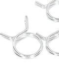 Get Your Fix Fast With These Top Tier Double Wire Irrigation Hose Clamps In Blue And White! This Sweet Assortment Kit Boasts 10 Sizes Ranging From Tiny 5mm To A Big 14mm Diameter Plus Zinc Protection For Rust Resistance. Grab The Nifty Storage Box Inside. Close-up of zinc wire hose clamps, 5mm to 14mm, for garden hoses and pipe connections