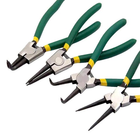 7 Inch Snap Ring Pliers Set For Internal And External Circlips With Straight And Bent Jaws 4 Piece Pro Grade Heavy Duty C Clamp Pliers And C Clip Removal Tool