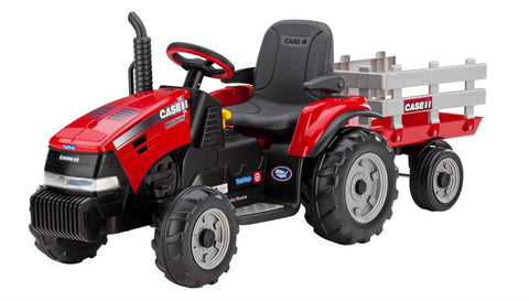 Red Peg Perego ride-on tractor with trailer compatible with 12 Volt Tractor Motor And Gearbox Replacement Kit Plug And Play