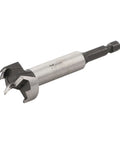 Hinge boring drill bit with hex shank, 25mm diameter, high-carbon steel for drilling in wood and plastics