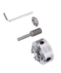 4 Jaw Lathe Chuck Set For Mini Lathe Alloy Steel Self Centering Wood Turning Chuck With Connecting Rod Wrench, set displayed