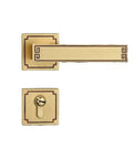 Wooden Door Lock Indoor Silent Handle Hardware Set In Cyan Bronze Finish for Quiet Durable Home and Office Use, easy install square design.