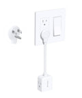 Low Profile Flat Outlet Extender With Six Inch Cord Dead Simple Plug In For Tight Squeeze Spots Behind Bed Frames flush wall design with three outlets.