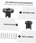3D printer accessories with black POM T8 copper nuts and metal spring for 2-Pack Stainless Steel T8 Lead Screws With Copper Nuts Kit For 3D Printers Precise Pitch Easy Mounting Low Maintenance Rugged Linear Motion Upgrade For Your Rig Pro Grade Reliability And High Quality Prints.
