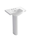 Veer Pedestal Bathroom Sink With 4 Inch Centerset Faucet Holes, 24 Inch Width, Sandbar Finish, Vitreous China Construction
