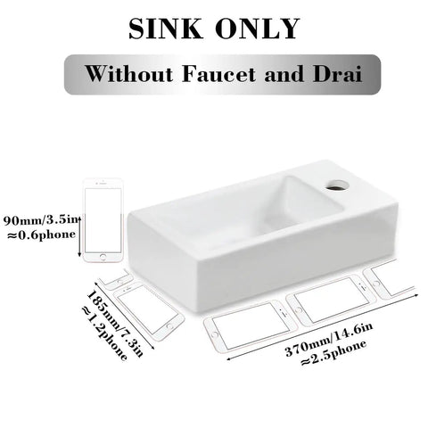 Space Saving Compact Ceramic Corner Wall Mounted Sink For Small Bathrooms White Finish With Right Side Faucet Hole Sink Only
