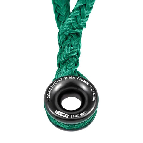 Arborist Rigging Sling Three Quarter Inch, 10 Ft Adjustable Block With Aluminum Ring, Green 12 Strand Polyester, USA Made