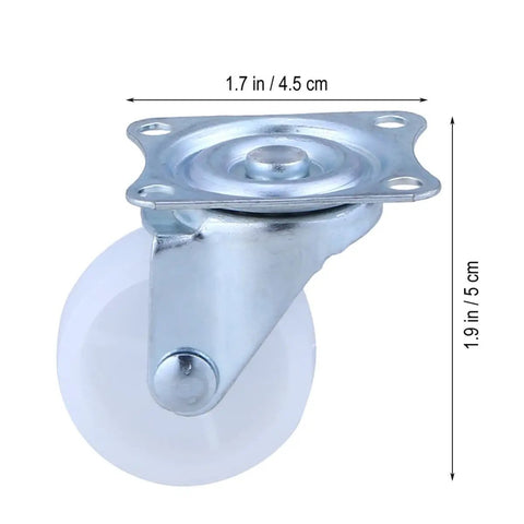 Inch Swivel Caster Universal Brake Wheel for Furniture, PP 8 Pcs, 1.7 in metal mount with clear wheel, sturdy design.