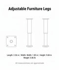 Diagram of adjustable furniture legs, showing dimensions for beef up your sofa cabinets and bed with adjustable furniture legs.